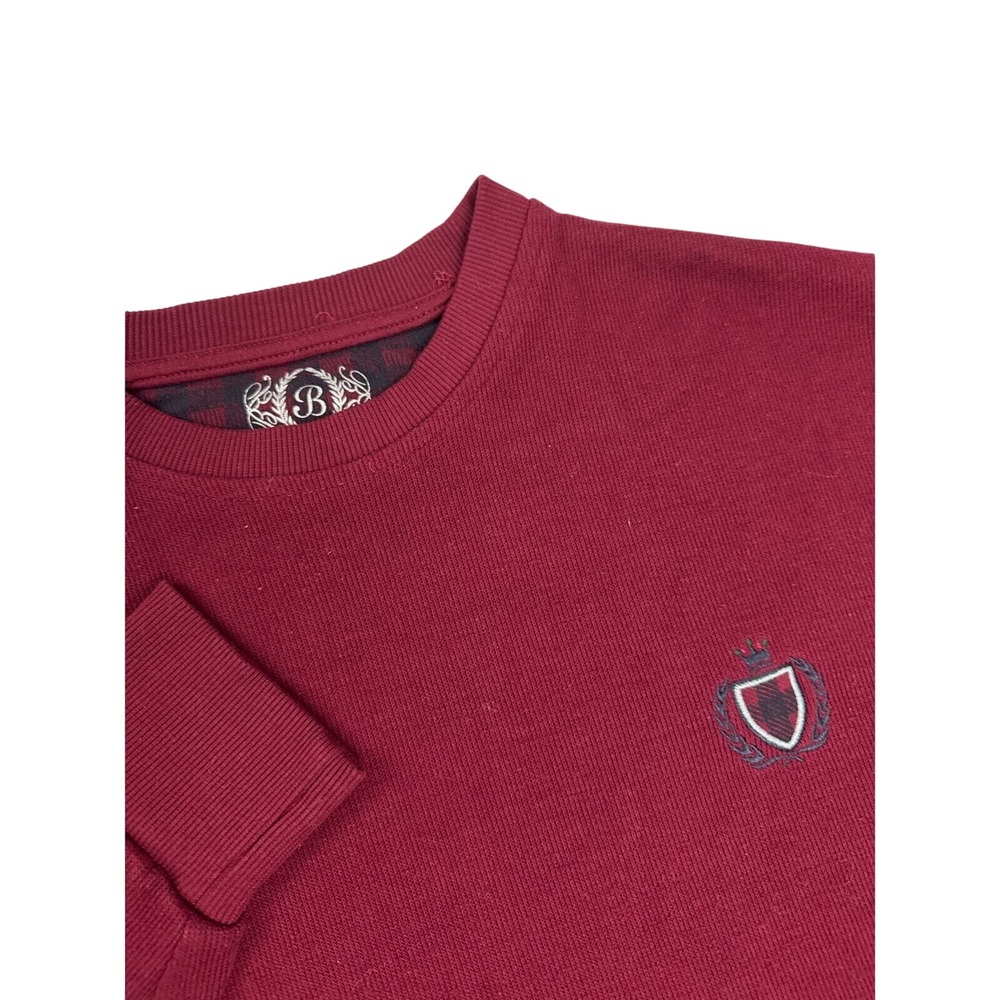Bugatchi Mens 4XL Lightweight Ribbed Maroon Crest On‎ Chest Knit Sweater